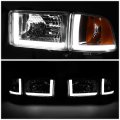 Led Drl Chrome Amber Side Headlight Corner Lamps Tool Kit Compatible With Dodge Ram Truck 94-02