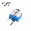 Uxcell Trimmer Potentiometer 2k Ohm Adjustment Horizontal Variable Resistors 10pcs
