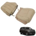 2pcs Driver Tan Leather Bottom And Top Seat Cover Replacement For 2007-2014 Expedition Sport Utility 4-door 