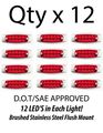 12- Red 12 Led Sealed Side Marker Clearance Rear Stop Trailer Light Fish Shape Truck 12v 