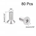 Uxcell M3x8mm Flat Head Machine Screws Inner Hex Screw 304 Stainless Steel Fasteners Bolts 80pcs