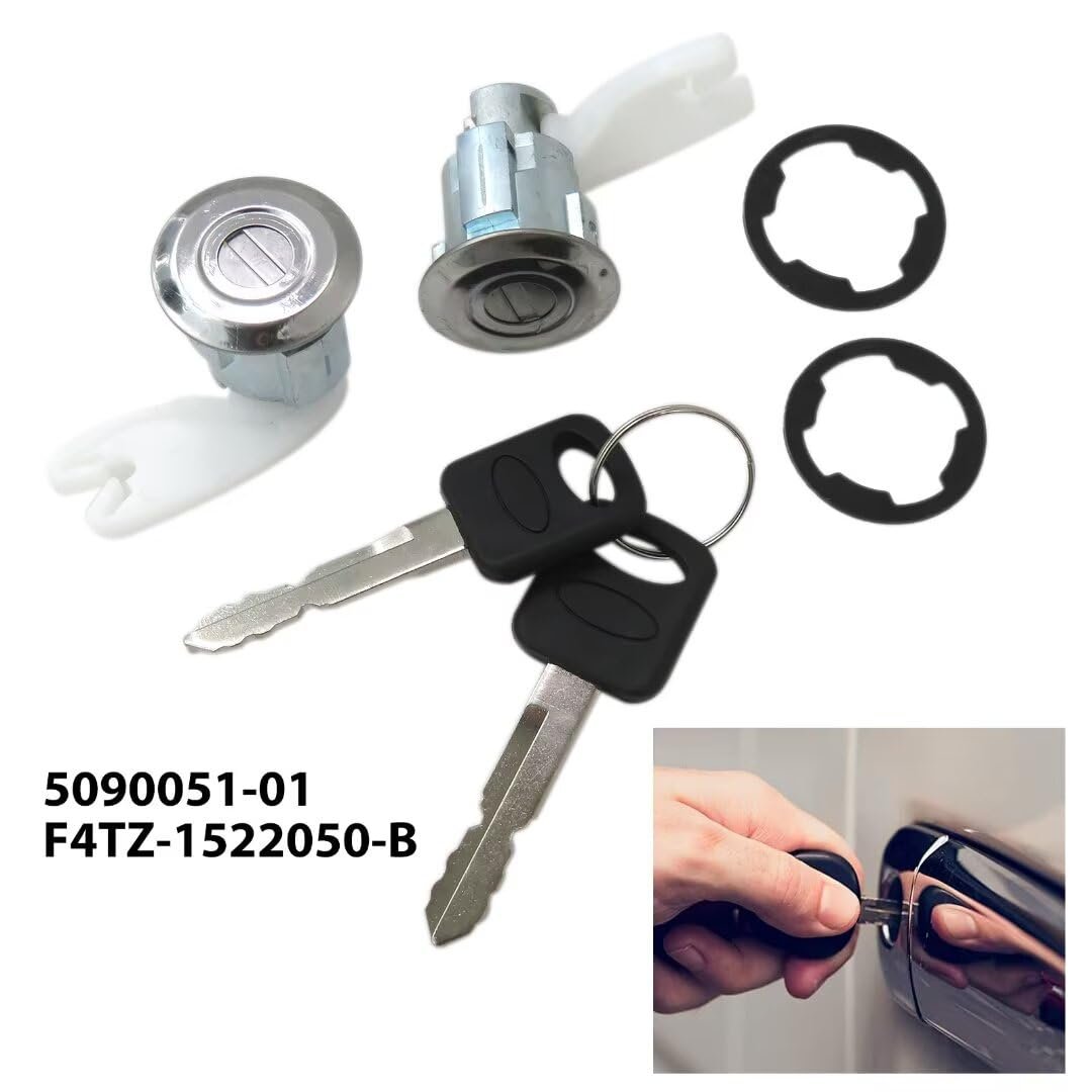 Blue Elf Door Lock Cylinder W Keys Set New F37z1022050a For Ford E-150 Econoline Club Wagon 1996 Black Finish Front