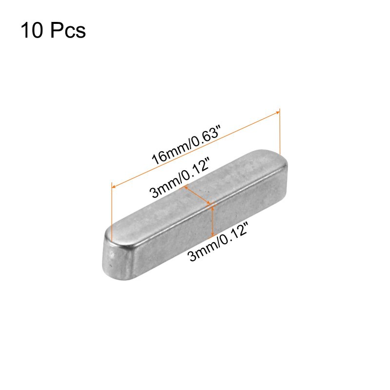 10pcs Round Ended Feather Key 3 X 16mm Stainless Steel Parallel Drive Shaft Stock For Type Fastening Connection