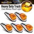 Partsam 5x Amber Yellow 17 Led Cab Marker Top Clearance Roof Running Lights W Chrome Base For Truck Trailer Peterbilt Kenworth 