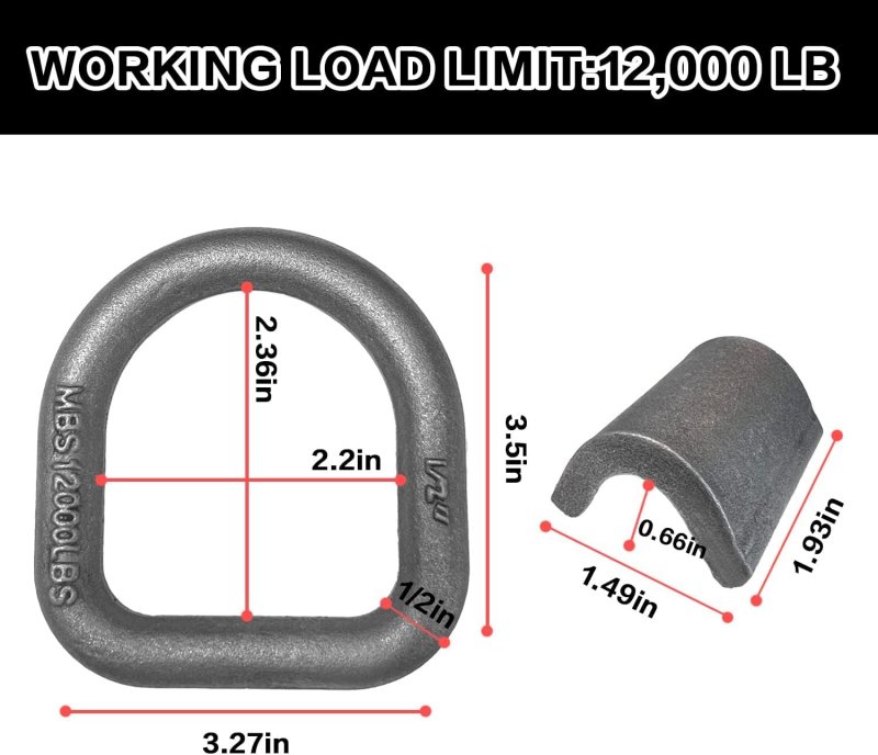 Weld On D Ring Aspligo Heavyuty Trailer Truck 4-pack Tie Down Anchor 1 2 Stake Pocket D Forged Steel D-rings With Welding Clip
