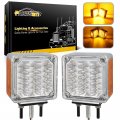 Partsam 2pcs Square Double Face Led Turn Signal Lights Parking Clear Lens Amber Amber 39 Pedestal Fender Stud Mount Dual For