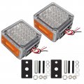 Partsam 2pcs Square Double Face Led Turn Signal Lights Parking Clear Lens Amber Amber 39 Pedestal Fender Stud Mount Dual For