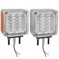 2 Pcs Square Double Face Led Turn Signal Parking Lights Clear Lens Amber Pedestal Fender Stud Mount For Trucks Trailers And Rv
