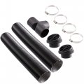 X Autohaux 1 Set 60mm Car Heater Duct Kit With Outlet Connector Air Vent Hose Clips Black Suit T Pipe