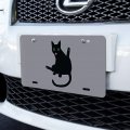 Graphics More Black Cat Lifting Leg And Licking Novelty Metal Vanity Tag License Plate
