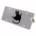 Graphics More Black Cat Lifting Leg And Licking Novelty Metal Vanity Tag License Plate
