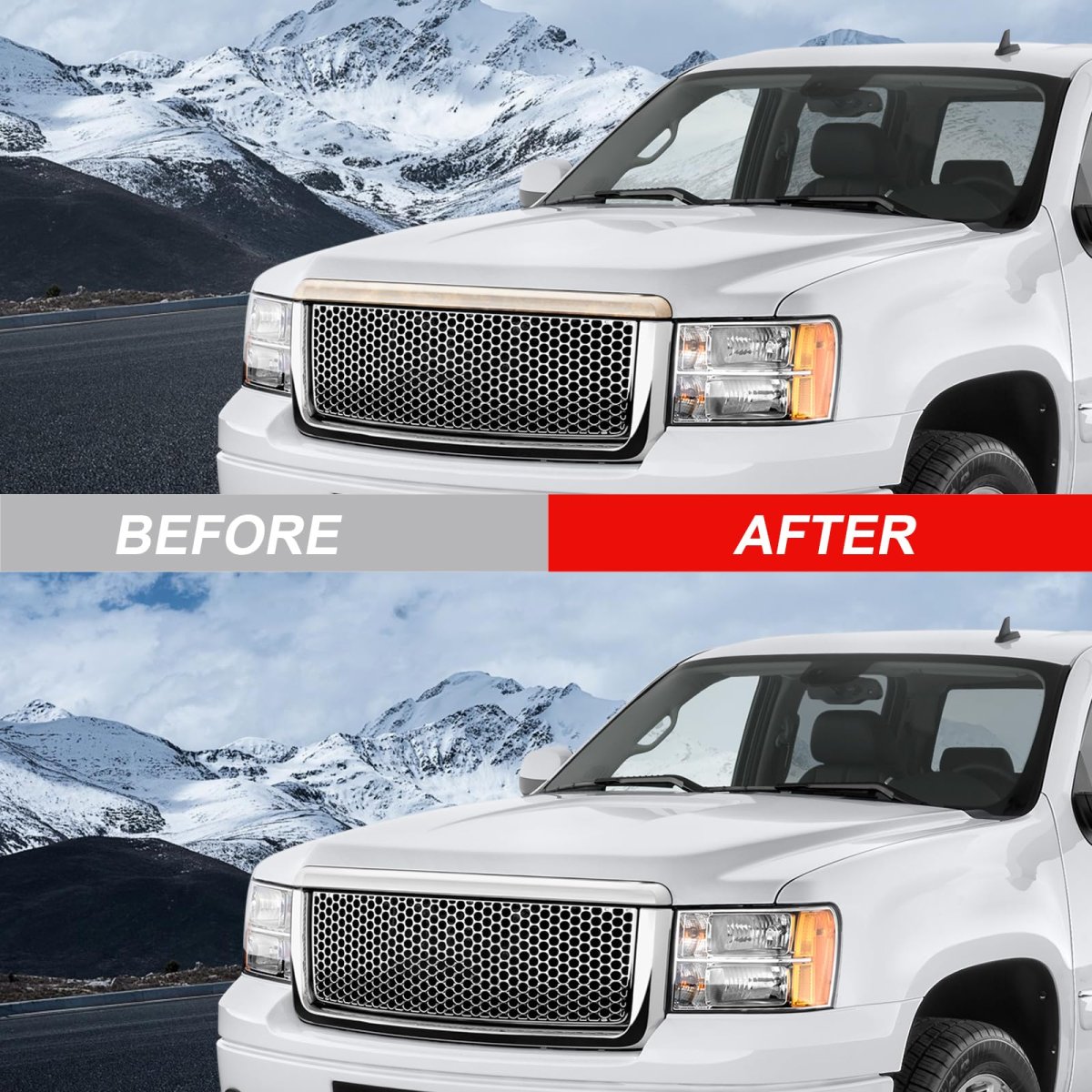 Front Hood Molding Trim For Gmc Sierra 1500 2500 3500 Hd 2007 2013 Silver Chrome Finish Abs Plastic Replacement Moulding