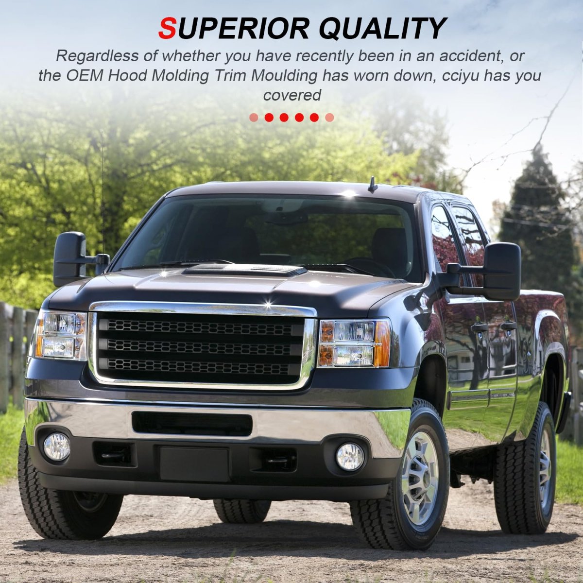 Front Hood Molding Trim For Gmc Sierra 1500 2500 3500 Hd 2007 2013 Silver Chrome Finish Abs Plastic Replacement Moulding
