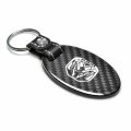 Ipick Image Compatible With Ram 2019 Logo Real Carbon Fiber Large Oval Shape Black Leather Strap Key Chain