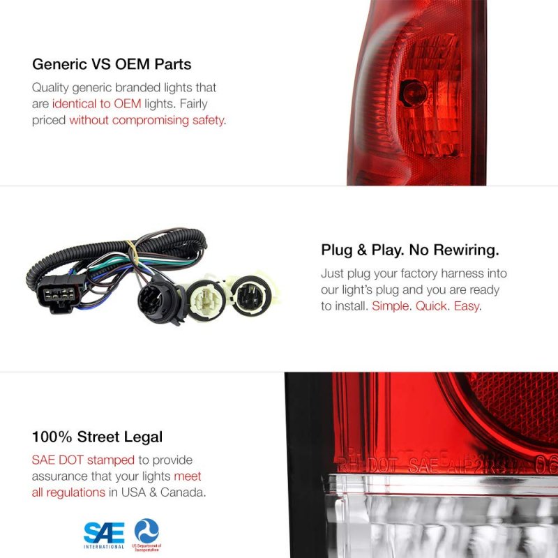 Red Lens Oe-style Tail Light Lamp Assembly For 2002-2006 Chevy Avalanche 1500 2500 Driver Side