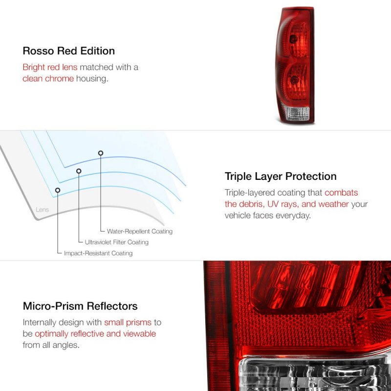 Red Lens Oe-style Tail Light Lamp Assembly For 2002-2006 Chevy Avalanche 1500 2500 Driver Side