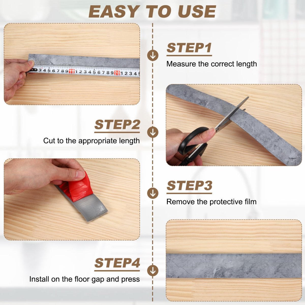 Floor Transition Strip 3 28ft X 1 57 Lxw Self Adhesive Vinyling Edging Trim Pvc Flooring Flat Divider Cover Strips For Joining