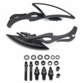 Httmt- Universal 10mm 8mm Cnc Blade Motorcycle Cruiser Chopper Custom Black Mirror Compatible With H-d P N Mt350-007-bk