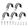 5pcs 42mm 1-5 8 Cable Clamp 2 Hole 304 Stainless Steel Rubber Coated Cushion Insulated Clamps U Holder Pipe Strap With 