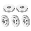 5pcs M10 Knurled Thumb Nuts 304 Stainless Steel Round Flat Head Through Hole Handle Nut Lock Adjusting Thin Type Silver 