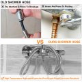 Shower Hose 59 Inches Extra Long Stainless Steel Handheld Flexible Replacement With Brass Connectors Anti-explosion Anti-kink