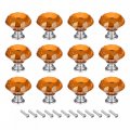 30mm Crystal Knobs Drawer Diamond Shaped Pulls Handles Orange 12pcs 