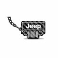Ipick Image For Jeep Grill Black Real Carbon Fiber Logo-shape-cut Key Chain Keychain Official Licensed
