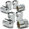Hexagon Brass Alloy Coated Polished Silver Chrome Tire Valve Stem Caps Pack Of 8 