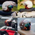 Cool Motorcycle Open Face Vespa Half Helmet Electric Retro 3 4 Comfortable Leather Vintage Men Women Adult Jet Pilot Scooter