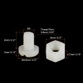 Uxcell 20 Pairs Nylon Screw Nut Assortment M5x8mm Slotted Pan Head Screws M5 Hex Nuts For Machinery Electronics White