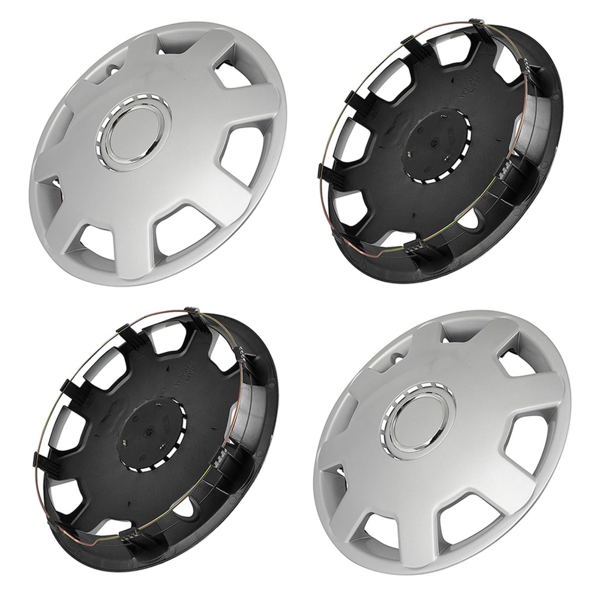 13 In Universal Wheel Rim Cover Silver Hubcaps Durable Pp Material Replacement For Acura Chevrolet Dodge Ford Honda Hyundai Kia