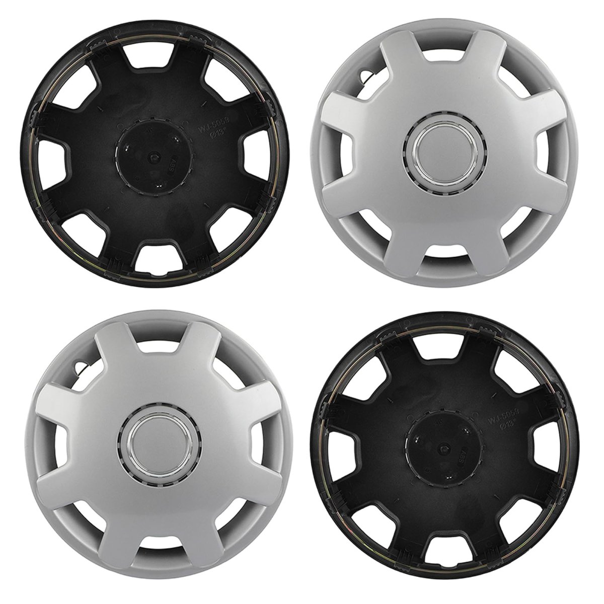 13 In Universal Wheel Rim Cover Silver Hubcaps Durable Pp Material Replacement For Acura Chevrolet Dodge Ford Honda Hyundai Kia