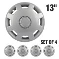 13 In Universal Wheel Rim Cover Silver Hubcaps Durable Pp Material Replacement For Acura Chevrolet Dodge Ford Honda Hyundai Kia