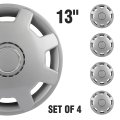 13 In Universal Wheel Rim Cover Silver Hubcaps Durable Pp Material Replacement For Acura Chevrolet Dodge Ford Honda Hyundai Kia