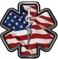 Reflective Star Of Life Emergency Response Ems Emt Paramedic Decal With American Flag 