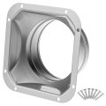 4 Inch Metal Duct Connector Flange Square To Round Vent Transition Galvanized Iron Straight Pipe With 8 Screws For Hvac Heating 
