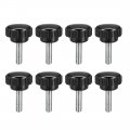 M5 X 20mm Metric Male Thread Knurled Clamping Knobs Grip Thumb Screw On Type Hand Handle Bolt With Plastic Black 8 Pcs 
