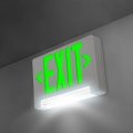 Lfi Lights Compact Combo Green Exit Sign With Emergency White Housing All Led Adjustable Light Bar Hardwired Battery Backup Ul 