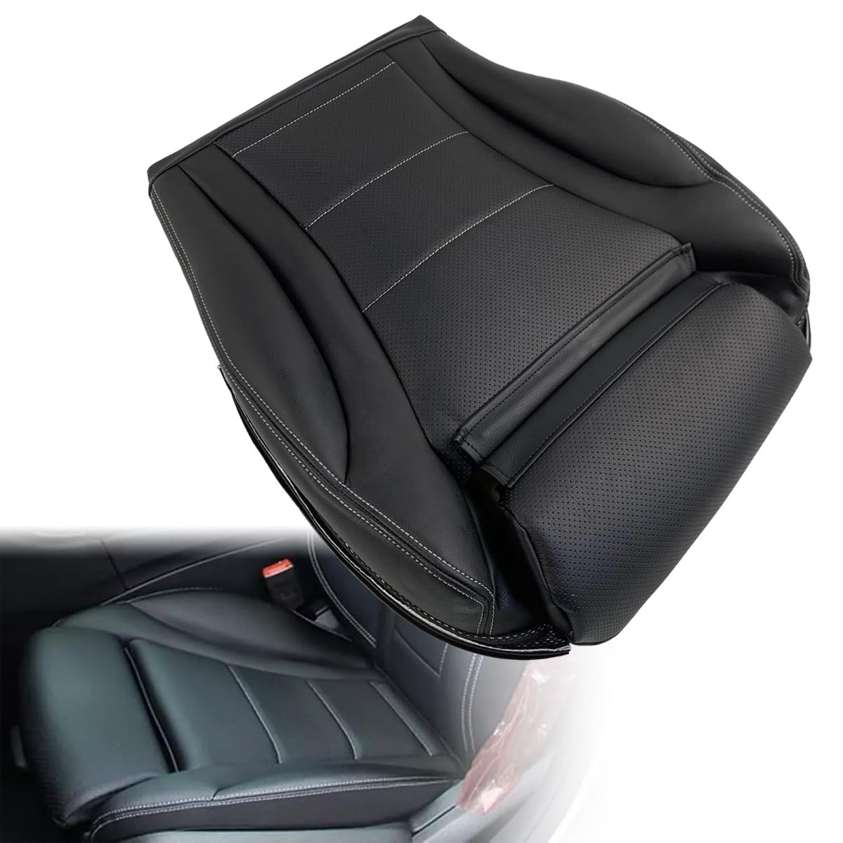 Black Front Driver Side Bottom Leather Seat Cover For Mercedes Benz C Class C250 C300 C350 C400 Glc300 Glc300e Glc350e 2015