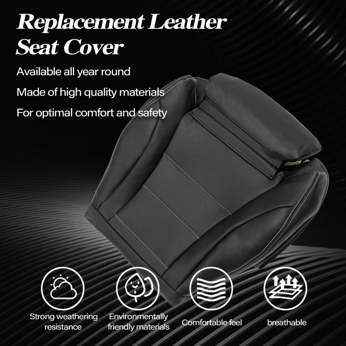Black Front Driver Side Bottom Leather Seat Cover For Mercedes Benz C Class C250 C300 C350 C400 Glc300 Glc300e Glc350e 2015