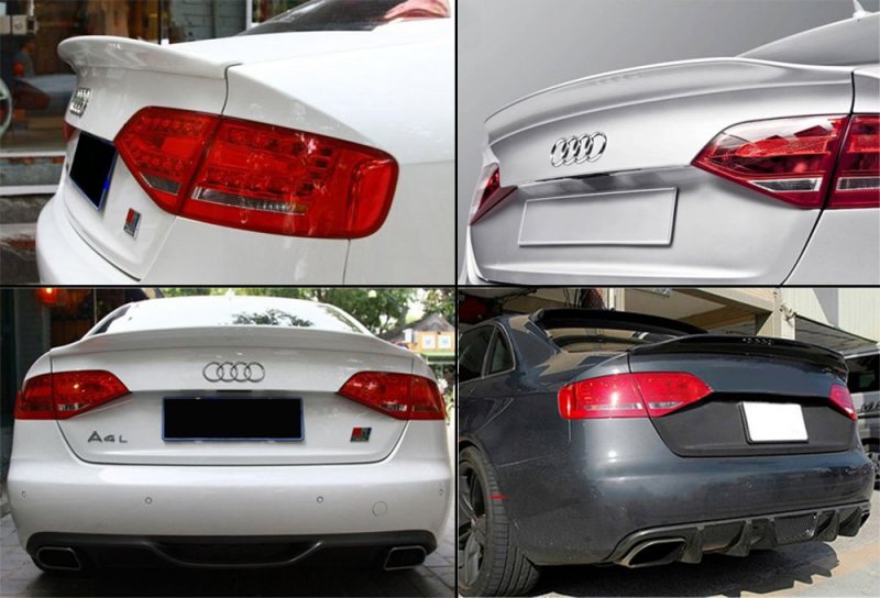 C Style Polyurethane Pu Primered Highkick Trunk Lid Spoiler Wing Duck For 2009-2015 Audi A4 S4 B8