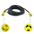 Houseables Extension Cord Electric Wire 3 Prong 30 Amp 250 Volt Single Black 25 Ft All Rubber 10 Gauge Heavy Duty L6-30