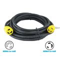 Houseables Extension Cord Electric Wire 3 Prong 30 Amp 250 Volt Single Black 25 Ft All Rubber 10 Gauge Heavy Duty L6-30