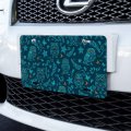 Mystical Owl Pattern With Butterflies Dragonflies Leaves Flowers Novelty Metal Vanity Tag License Plate
