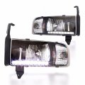 Black Housing Led Drl Headlight Lamps Compatible With 1994-2001 Dodge Ram 1500 1994-2002 2500 3500