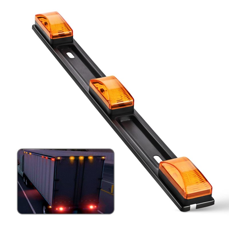 9 Led Marker Tail Trailer Light Bar 14 2in Amber Clearance Identification For 12v Pickup Truck Rv Boat Rear Stainless Steel