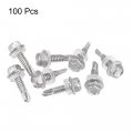 Uxcell 12 X 3 4 410 Stainless Steel Hex Washer Head Self Drilling Screws Point 100pcs