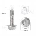 Uxcell 12 X 3 4 410 Stainless Steel Hex Washer Head Self Drilling Screws Point 100pcs