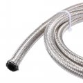X Autohaux 5ft 8an Fuel Hose An8 Universal Car Braided Stainless Steel Cpe Oil Gas Line Silver Tone
