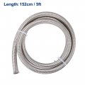 X Autohaux 5ft 8an Fuel Hose An8 Universal Car Braided Stainless Steel Cpe Oil Gas Line Silver Tone